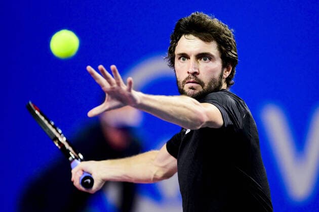 Gilles Simon (Fra) TENNIS : Open Sud de France 2022 - Montpellier - Qualifs - 31 01 2022 JBAutissier Panoramic 
