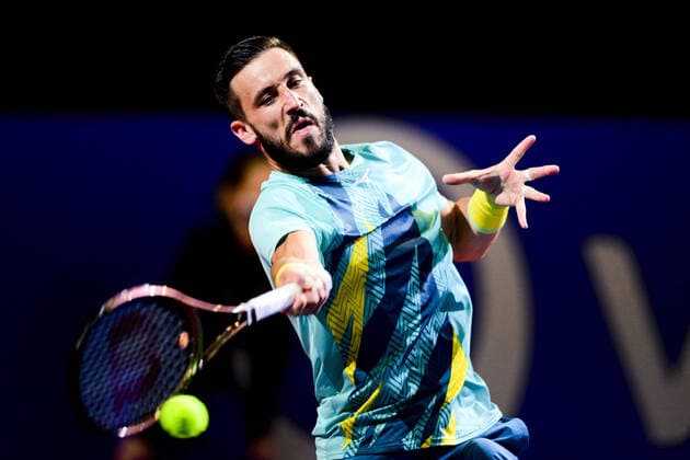 Damir Dzumhur (Bih) TENNIS : Open Sud de France 2022 - Montpellier - Qualifs - 31 01 2022 JBAutissier Panoramic 