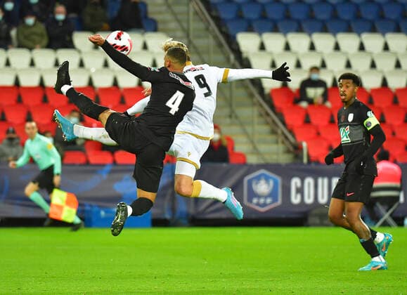 Kehrer Thilo vs Rasmussen Dolberg FOOTBALL : 8e Finale Coupe de France PSG vs Nice 31 01 2022 Mao Panoramic 