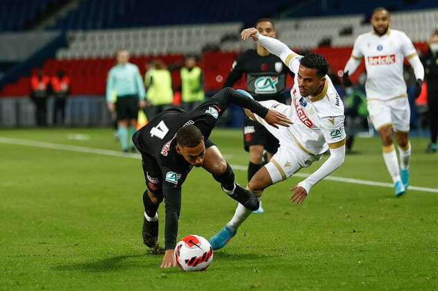 Thilo Kehrer (Paris Saint Germain) vs Justin Kluivert (Nice) FOOTBALL : 8e finale de la Coupe de France - PSG vs OGC Nice - 31 01 2022 AurelienMorissard Panoramic 
