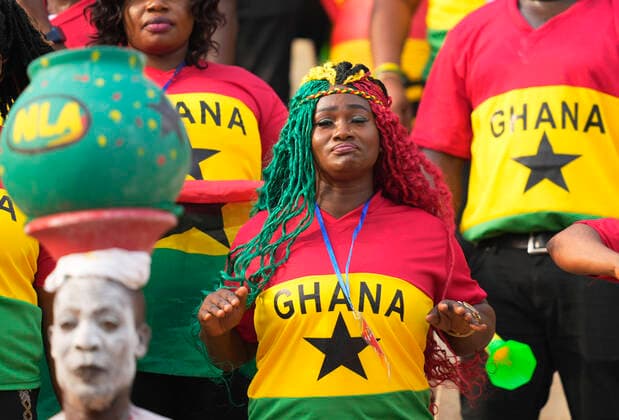 Yaoundo , Cameroon, January, 10, 2022: Fans during Ghana vs Morocco- Africa Cup of Nations at Ahmadou Ahidjo Stadium. Kim Price CSM. YaoundÃ Cameroon - ZUMAc04_ 20220110_zaf_c04_492 Copyright: xUlrikxPedersenx