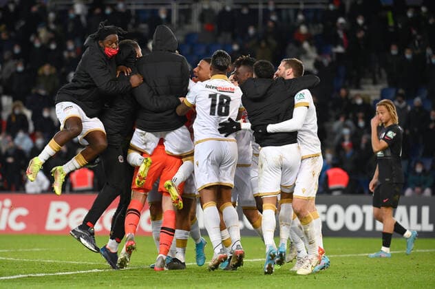 OGC Nice defeats Paris Saint Germain in a penalty shootout at the Parc des Princes in the 8th round of the French Cup on January 31, 2022.  JulienxMattiax xLexPictorium LePictorium_0258818