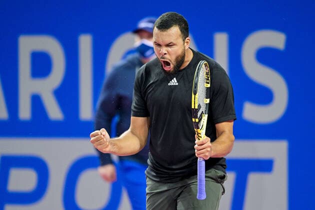 Sport Bilder des Tages joie de Jo Wilfried Tsonga (Fra) en fin de match TENNIS : Open Sud de France 2022 - Montpellier - 01 02 2022 JBAutissier Panoramic 