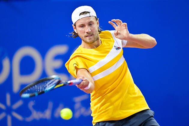 Lucas Pouille (Fra) TENNIS : Open Sud de France 2022 - Montpellier - 01 02 2022 JBAutissier Panoramic 