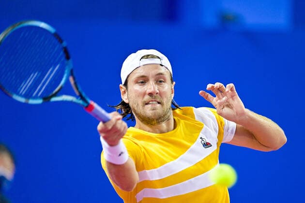 Lucas Pouille (Fra) TENNIS : Open Sud de France 2022 - Montpellier - 01 02 2022 JBAutissier Panoramic 