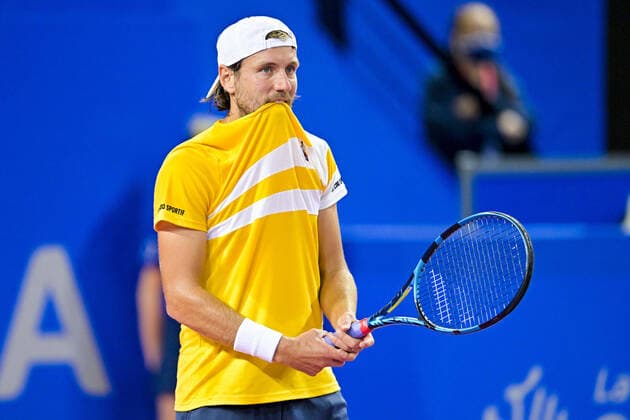 Lucas Pouille (Fra) TENNIS : Open Sud de France 2022 - Montpellier - 01 02 2022 JBAutissier Panoramic 