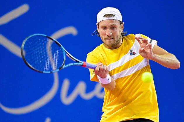 Lucas Pouille (Fra) TENNIS : Open Sud de France 2022 - Montpellier - 01 02 2022 JBAutissier Panoramic 