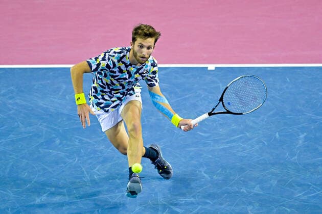 Corentin Moutet (Fra) TENNIS : Open Sud de France 2022 - Montpellier - 01 02 2022 JBAutissier Panoramic 