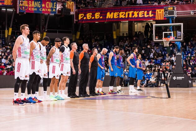 February 1, 2022, Barcelona, Barcelona, Spain: FC Bayern Munich and FC Barcelona, Barca teams during the Turkish Airlines EuroLeague match between FC Barcelona and FC Bayern Munich at Palau Blaugrana on February 01, 2022 in Barcelona, Spain. Barcelona Spain - ZUMAa181 20220201_zaa_a181_007 Copyright: xJavierxBorregox