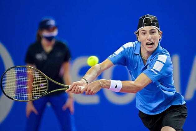 Ugo Humbert (Fra) TENNIS : Open Sud de France 2022 - Montpellier - 01 02 2022 JBAutissier Panoramic 