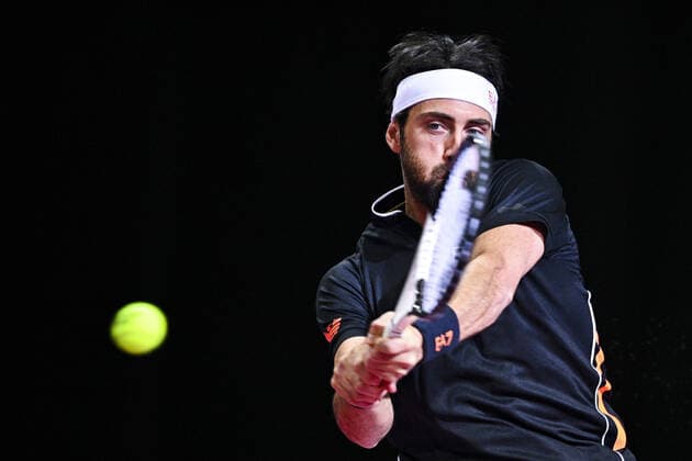 Nikoloz Basilashvili (Geo) TENNIS : Open Sud de France 2022 - Montpellier - 03 02 2022 JBAutissier Panoramic 