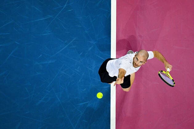 Adrian Mannarino (Fra) TENNIS : Open Sud de France 2022 - Montpellier - 03 02 2022 JBAutissier Panoramic 