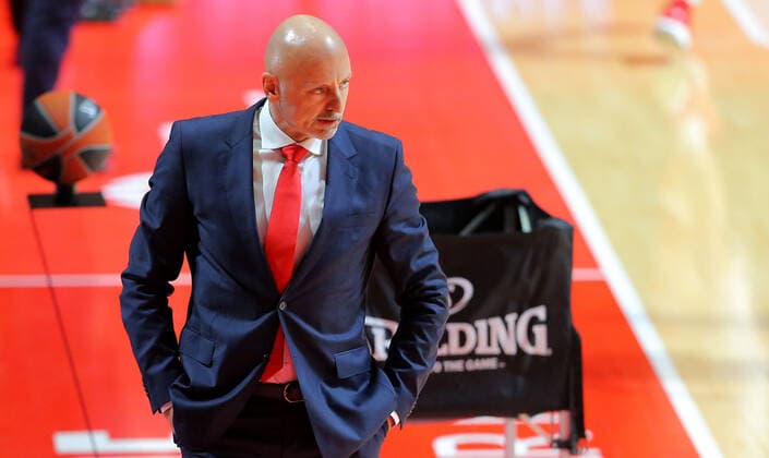 03.02.2022 Belgrade(Serbia) KK Crvena Zvezda(BC Red Star)-AS Monaco Basket Euroleague men s basketball Sasa Obradovic AS Monaco coach :Str