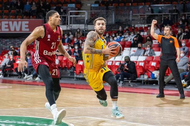 Augustine Rubit 21 (FC Bayern), Scottie Wilbekin 1 (Maccabi Fox Tel Aviv), FC Bayern Basketball vs. Maccabi Fox Tel Aviv, Euroleague, 03.02.2022 Muenchen Bayern Deutschland