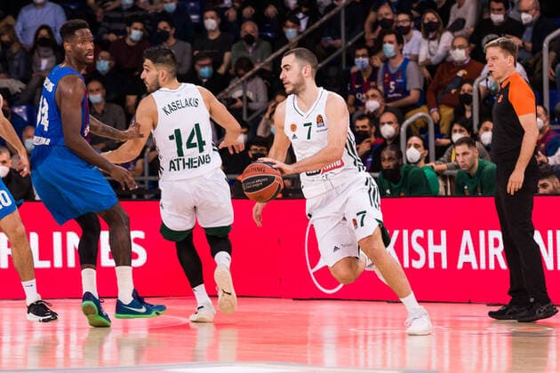 February 3, 2022, Barcelona, Barcelona, Spain: Eleftherios Bochoridis of Panathinaikos OPAP Athens in action during the Turkish Airlines EuroLeague match between FC Barcelona, Barca and Panathinaikos OPAP Athens at Palau Blaugrana on February 03, 2022 in Barcelona, Spain. Barcelona Spain - ZUMAa181 20220203_zaa_a181_023 Copyright: xJavierxBorregox
