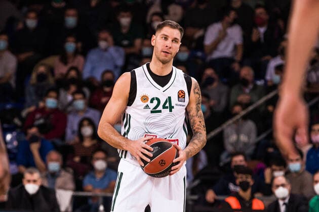 February 3, 2022, Barcelona, Barcelona, Spain: Stefan Jovic of Panathinaikos OPAP Athens gestures during the Turkish Airlines EuroLeague match between FC Barcelona, Barca and Panathinaikos OPAP Athens at Palau Blaugrana on February 03, 2022 in Barcelona, Spain. Barcelona Spain - ZUMAa181 20220203_zaa_a181_067 Copyright: xJavierxBorregox