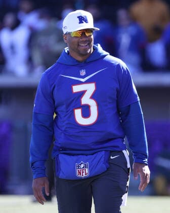February 3, 2022: Seattle Seahawks quarterback Russell Wilson (3) during the NFC Pro Bowl Practice at Las Vegas Ballpark in Las Vegas, Nevada. CSM Las Vegas United States of America - ZUMAc04_ 20220203_zaf_c04_077 Copyright: xDarrenxLeex