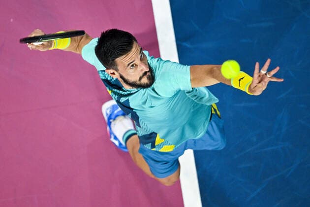 Damir Dzumhur (Bih) TENNIS : Open Sud de France 2022 - Montpellier - 04 02 2022 JBAutissier Panoramic 