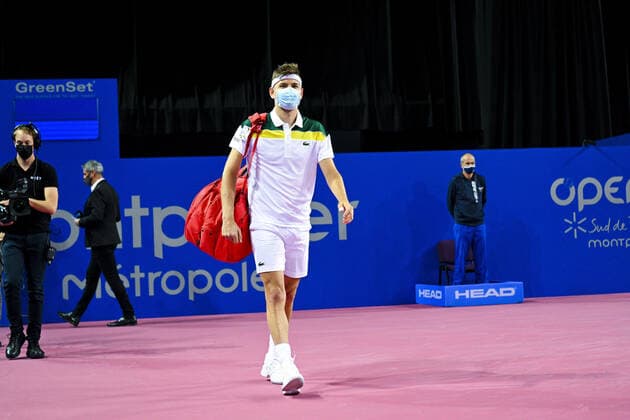 Filip Krajinovic (Srb) TENNIS : Open Sud de France 2022 - Montpellier - 04 02 2022 JBAutissier Panoramic 