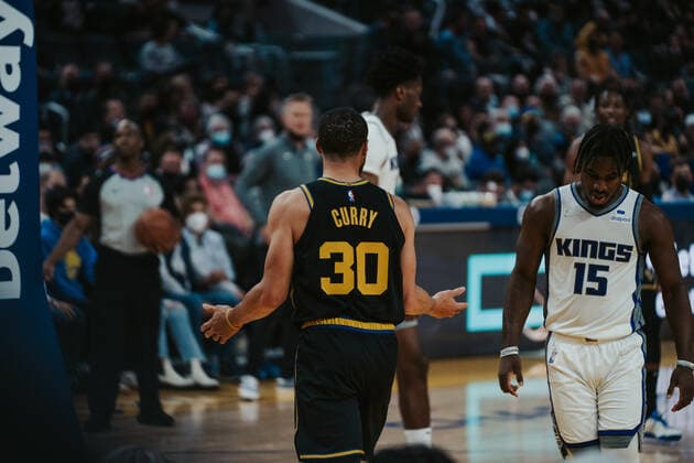 03.02.2022, USA, San Francisco, Chase Center, Basketball Herren, NBA, Basketball Herren, USA Saison 2021 2022, Golden State Warriors - Sacramento Kings Stephen Curry