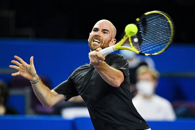 Adrian Mannarino (Fra) TENNIS : Open Sud de France 2022 - Montpellier - 04 02 2022 JBAutissier Panoramic 