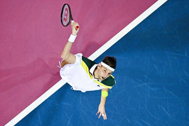 Filip Krajinovic (Srb) TENNIS : Open Sud de France 2022 - Montpellier - 05 02 2022 JBAutissier Panoramic 