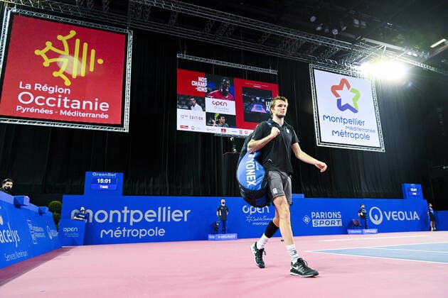 Alexander Bublik (Kaz) TENNIS : Open Sud de France 2022 - Montpellier - 05 02 2022 JBAutissier Panoramic 