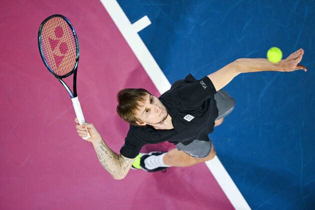 Alexander Bublik (Kaz) TENNIS : Open Sud de France 2022 - Montpellier - 05 02 2022 JBAutissier Panoramic 