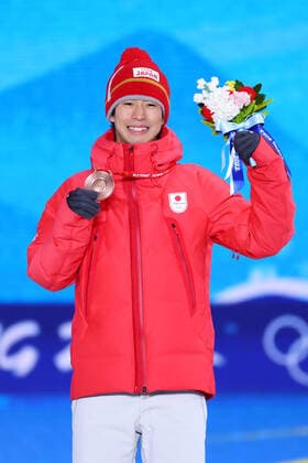 Ikuma Horishima (JPN), FEBRUARY 6, 2022 - Freestyle Skiing : Men s Moguls Medal Ceremony during the Beijing 2022 Olympic Winter games, Winterspiele,Spiele, Summer games at Zhangjiakou Medal Plaza in Zhangjiakou, Hebei, China.  (180020693)