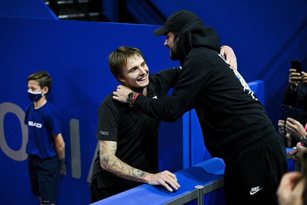 Alexander Bublik (Kaz) TENNIS : Open Sud de France 2022 Finale simple messieurs - Montpellier - 06 02 2022 JBAutissier Panoramic 