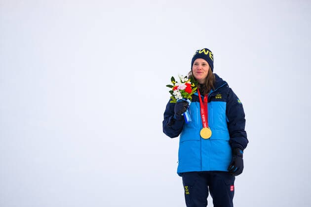 220207 Sara Hector of Sweden during the medal ceremony after women?s alpine skiing giant slalom during day 3 of the 2022 Winter Olympics on February 7, 2022 in Yanqing. Photo: Maxim Thore BILDBYRAN kod MT MT0307 alpint alpine Olympic Games, Olympische Spiele, Olympia, OS olympics winter olympics os ol olympiska spel vinter-os olympiske leker peking peking 2022 beijing 2022 beijing 2022 olympic games beijing 2022 winter olympic games peking-os beijing-ol vinter-ol 3 bbeng storslalom dag 3 dam Copyright: MAXIMxTHORE BB220207MT157