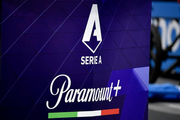 Paramount + desk with the Serie A logo is seen during the Serie A football match between FC Internazionale and AC Milan at San Siro stadium in Milano (Italy), January 5th, 2021. Photo Andrea Staccioli Insidefoto andreaxstaccioli