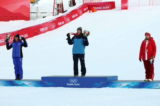 IPP20220207 Winter Olympic Games, Olympische Spiele, Olympia, OS 2022: Alpine Skiing Women s Giant Slalom, federica brignone argento, Sara Hector oro e Lara Gut Behrami bronzo (Verwendung nur in Deutschland - GERMANY ONLY) *** IPP20220207 Winter Olympic Games 2022 Alpine Skiing Women s Giant Slalom, federica brignone argento, Sara Hector oro e Lara Gut Behrami bronzo use only in Germany GERMANY ONLY 