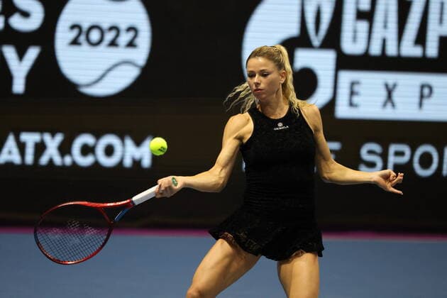 February 7, 2022, St. Peterburg, Russia: Camila Giorgi of Italy playing against Ekaterina Alexandrova of Russia during the St.Petersburg Ladies Trophy 2022 tennis tournament..Final score: St. Peterburg Russia - ZUMAs197 20220207_zaa_s197_069 Copyright: xMaksimxKonstantinovx