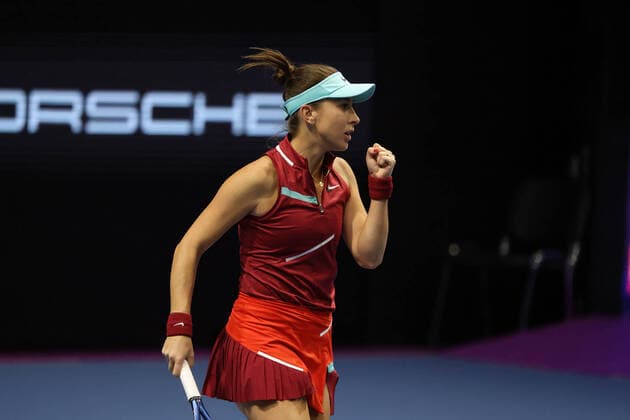 February 7, 2022, Saint Petersburg, Russia: Belinda Bencic of Switzerland plays against Veronika Kudermetova of Russia during the St. Petersburg Ladies Trophy 2022 tennis tournament..Final score: Saint Petersburg Russia - ZUMAs197 20220207_zaa_s197_227 Copyright: xMaksimxKonstantinovx