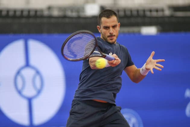 Tennis, ATP-Turnier in Dallas DALLAS, TX - FEBRUARY 07: Thomas Fabbiano (ITA) hits a forehand during the qualifying round of the Dallas Open on February 7, 2022 at the Styslinger Altec Tennis Complex in Dallas, TX. (Photo by George Walker Icon Sportswire) TENNIS: FEB 07 Dallas Open Icon22020721