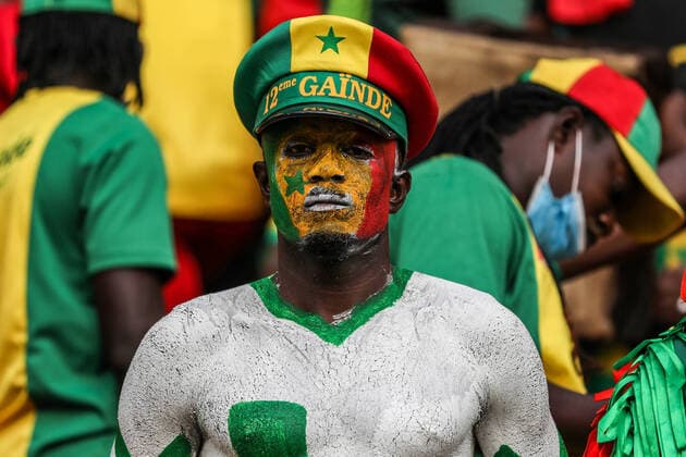 Senegal v Egypt - AFCON Africa Cup Of Nations Cameron 2021 Fan of Senegal team before the 2021 Africa Cup of Nations final soccer match between Senegal and Egypt at the Paul Biya Olembe Stadium, Yaounde, Cameroon 06 February 2022. Yaounde Cameroon  Copyright: xAymanxArefx originalFilename:aref-notitle220206_npvaO.jpg