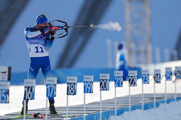 (220208) -- ZHANGJIAKOU, Feb. 8, 2022 -- Quentin Fillon Maillet of France competes during biathlon men s 20km individual at National Biathlon Centre in Zhangjiakou, north China s Hebei Province, Feb. 8, 2022. ) (BEIJING2022)CHINA-ZHANGJIAKOU-OLYMPIC Winter games, Winterspiele,Spiele, Summer games BIATHLON-MEN S 20KM INDIVIDUAL (CN) JiangxHongjing 