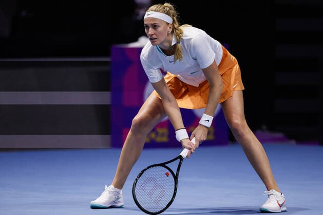 St. Petersburg Ladies Trophy 2022 - Day Two Petra Kvitova of Czech Republic looks on during the women s singles Round of 32 match of the WTA, Tennis Damen 500 St. Petersburg Ladies Trophy 2022 International Tennis Tournament against Jule Niemeier of Germany on February 8, 2022 at the Sibur Arena in Saint Petersburg, Russia. Saint Petersburg Russia  Copyright: xMikexKireevx originalFilename:kireev-stpeters220208_npGM4.jpg