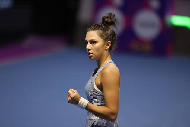 February 8, 2022, Saint Petersburg, Russia: Jaqueline Cristian of Romania seen during the St. Petersburg Ladies Trophy 2022 tennis tournament against Bernarda Pera of USA..Final score; Jaqueline Cristian 2:0 Bernarda Pera. Saint Petersburg Russia - ZUMAs197 20220208_zaa_s197_047 Copyright: xMaksimxKonstantinovx