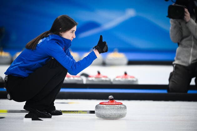 Photo LaPresse Marco Alpozzi February 08, 2022 Beijing, China Beijing 2022 Winter Olympic Games, Olympische Spiele, Olympia, OS - Mixed Doubles Gold Medal Game - ItalCONSTANTINI Stefania MOSANER Amosy vs Norway In the pic: CONSTANTINI Stefania  Copyright: xMarcoxAlpozzi LaPressex