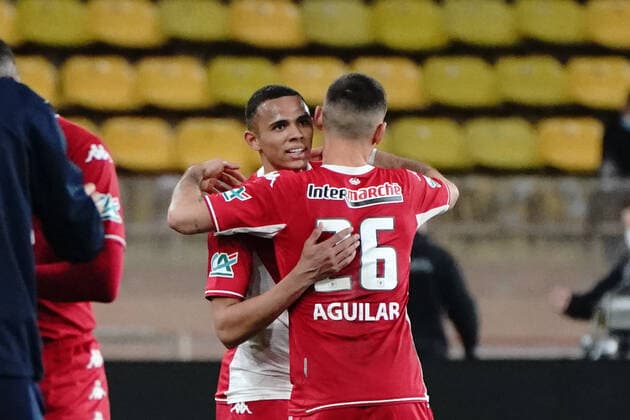 Vanderson (AS Monaco) - Ruben Aguilar (AS Monaco) FOOTBALL : AS Monaco vs Amiens SC - 1 4 de finale de coupe de France - Monaco - 08 02 2022 NorbertScanella Panoramic 