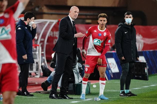 Philippe Clement (entraineur de l AS Monaco) - Sofiane Diop (AS Monaco) FOOTBALL : AS Monaco vs Amiens SC - 1 4 de finale de coupe de France - Monaco - 08 02 2022 NorbertScanella Panoramic 