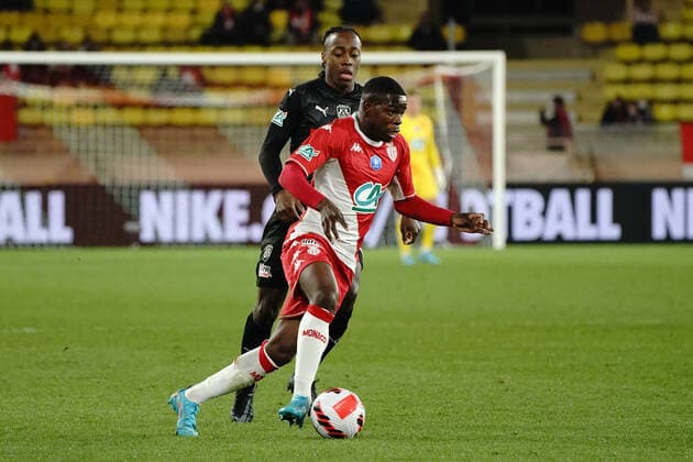 Eliot Matazo (AS Monaco) - Arnaud Lusamba (Amiens) FOOTBALL : AS Monaco vs Amiens SC - 1 4 de finale de coupe de France - Monaco - 08 02 2022 NorbertScanella Panoramic 