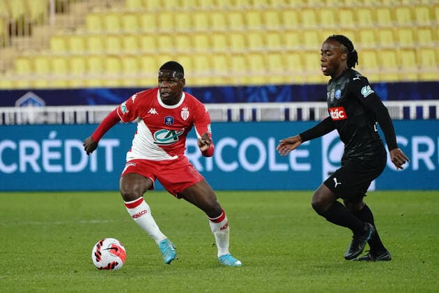 Eliot Matazo (AS Monaco) - Arnaud Lusamba (Amiens) FOOTBALL : AS Monaco vs Amiens SC - 1 4 de finale de coupe de France - Monaco - 08 02 2022 NorbertScanella Panoramic 