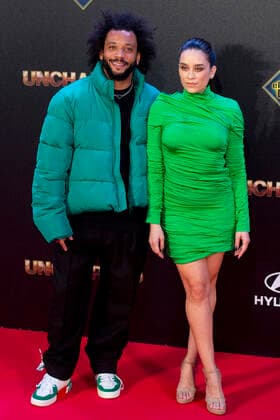 Marcelo Alves mit Ehefrau Clarice Alves bei der Premiere des Kinofilms Uncharted im El Hormiguero. Madrid, 08.02.2022