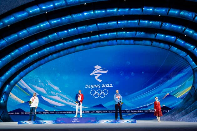 220209 Anton Smolski of Belarus, Quentin Fillon Maillet of France and Johannes Thingnes Bo of Norway at the medal ceremony for men s biathlon 20 km individual during day 5 of the 2022 Winter Olympics on February 9, 2022 in Zhangjiakou. Photo: Jon Olav Nesvold BILDBYRAN COP 217 JE0033 skidor cross-country skiing langrenn Olympic Games, Olympische Spiele, Olympia, OS olympics winter olympics os ol olympiska spel vinter-os olympiske leker peking peking 2022 beijing 2022 beijing 2022 olympic games beijing 2022 winter olympic games peking-os beijing-ol vinter-ol 5 bbeng medaljeseremoni medaljceremoni medal ceremony guld *** 220209 Anton Smolski of Belarus, Quentin Fillon Maillet of France and Johannes Thingnes Bo of Norway at the medal ceremony for men s biathlon 20 km individual during day 5 of the 2022 Winter Olympics on February 9, 2022 in Zhangjiakou Photo Jon Olav Nesvold BILDBYRAN COP 217 JE0033 skiing cross country skiing cross country skiing olympic games olympics winter olympics os ol olympics winter os olympics peking peking Beijing 2022 beijing 2022 beijing 2022 olympic games beijing 2022 winter olympic games peking os beijing ol winter ol 5 bbeng medal ceremony medal ceremony medal ceremony gold,  Copyright: JONxOLAVxNESVOLD BB220209JE103