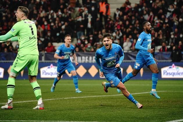Joie - Cengiz Under (Olympique de Marseille) FOOTBALL : OGC Nice vs Marseille - 1 4 de finale de coupe de France - Nice - 09 02 2022 NorbertScanella Panoramic 