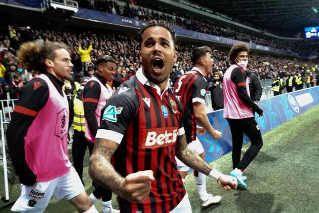 Joie - Justin Kluivert (OGC Nice) FOOTBALL : OGC Nice vs Marseille - 1 4 de finale de coupe de France - Nice - 09 02 2022 NorbertScanella Panoramic 