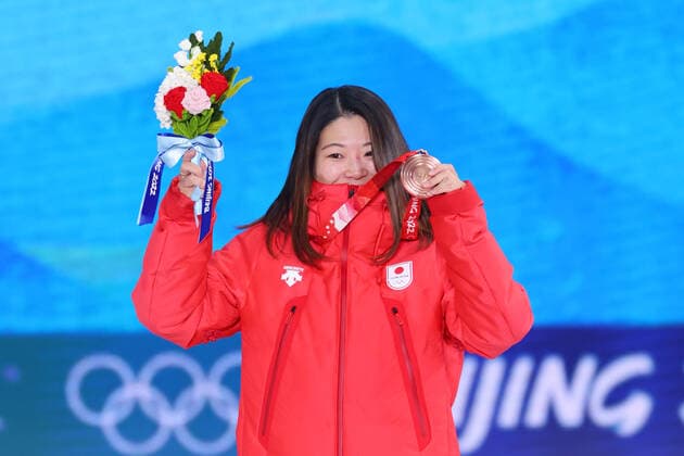Sena Tomita (JPN), FEBRUARY 10, 2022 - Snowboarding : Women s Halfpipe Medal Ceremony during the Beijing 2022 Olympic Winter games, Winterspiele,Spiele, Summer games at Zhangjiakou Medal Plaza in Zhangjiakou, Hebei, China.  (180343225)